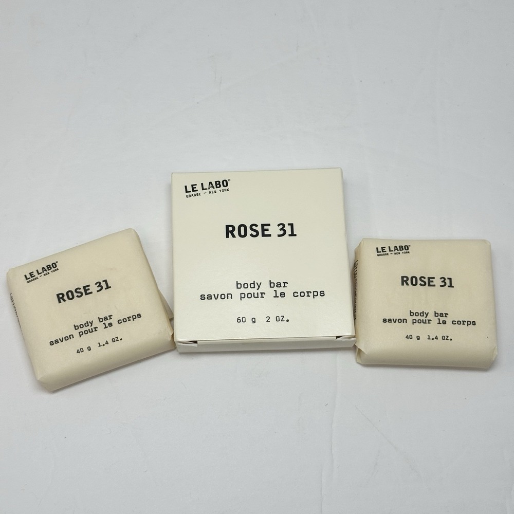Le Labo Rose 31 Body Bar Soap, 2 Oz 60g & 1.4 oz 40g - 3 Bars